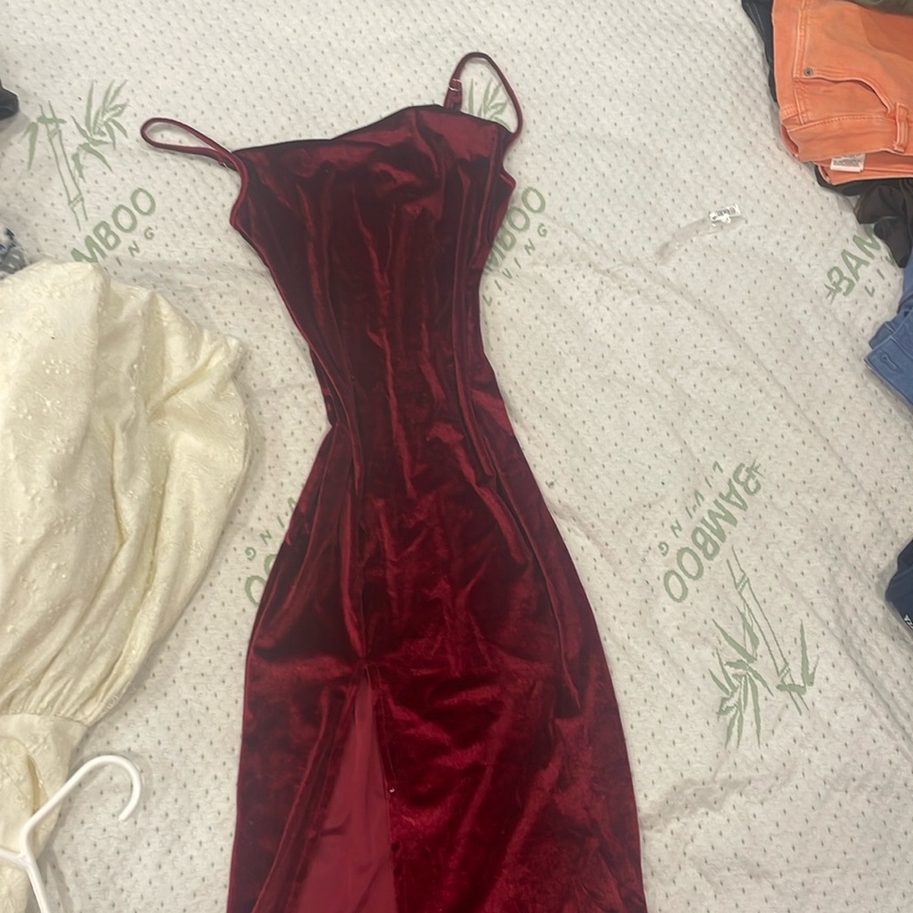 A velvet red dress